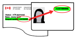 Hình ảnh của thư chấp thuận và trang thông tin hộ chiếu
